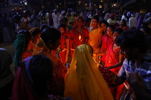 gathering at a night festival in India 