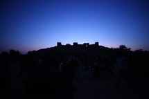 silhouette of a fortress at sunset 