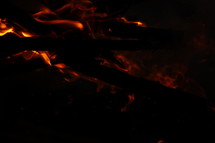 flames in a fire against black 