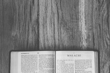 Bible opened to Malachi