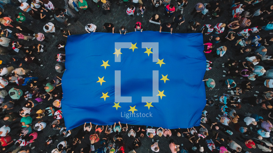 manifest with eu flag aerial view	
