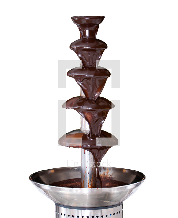 Steele chocolate fountain on white background for parties