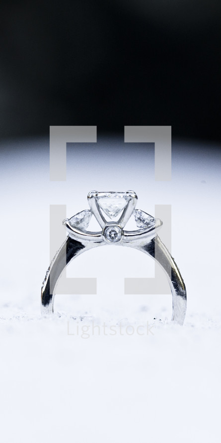 engagement ring in the snow