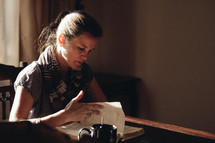 woman reading a Bible 