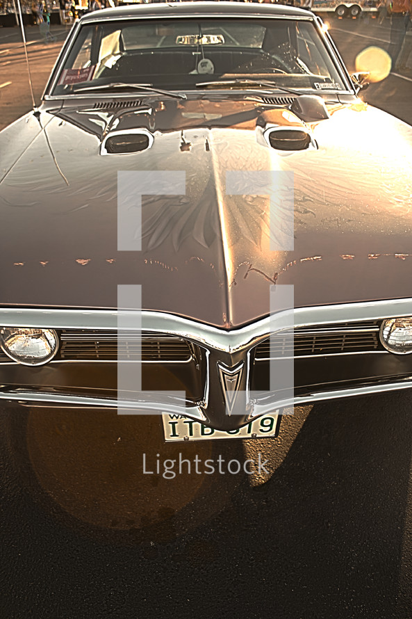 hood of old '60's Pontiac GTO