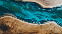 Wood resin river table background. 
