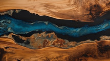 Wooden resin river table background. 