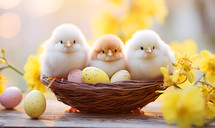 Nest of Easter Eggs with Baby Chicks Inside