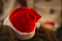 santa hat on a head 