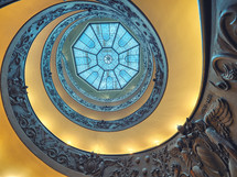 Bramante Staircase is a double helix, having two staircases allowing people to ascend without meeting people descending