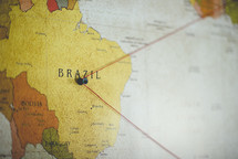 pin in a map of Brazil 