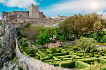 Panoramic view of Gardens and medieval castle from Marvao, Portalegre, Alentejo Region, Portugal.