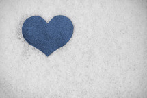 blue heart in snow 