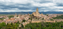 panoramic view of old medieval town of Segovia, Spain