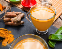 Hot drink with aloe vera and turmeric