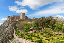 Panoramic view of Gardens and medieval castle from Marvao, Portalegre, Alentejo Region, Portugal.