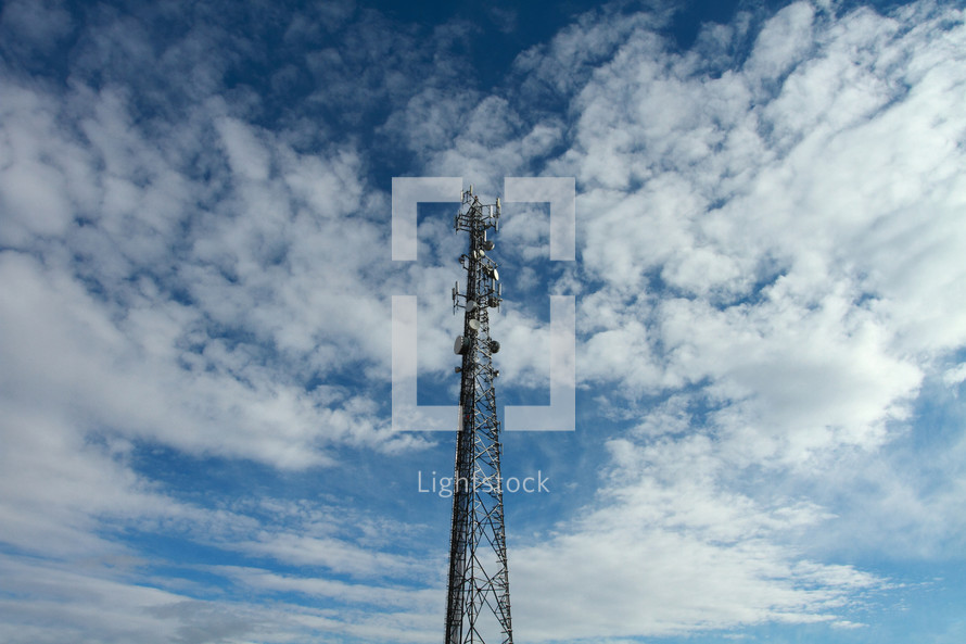 communication tower in the blue sky