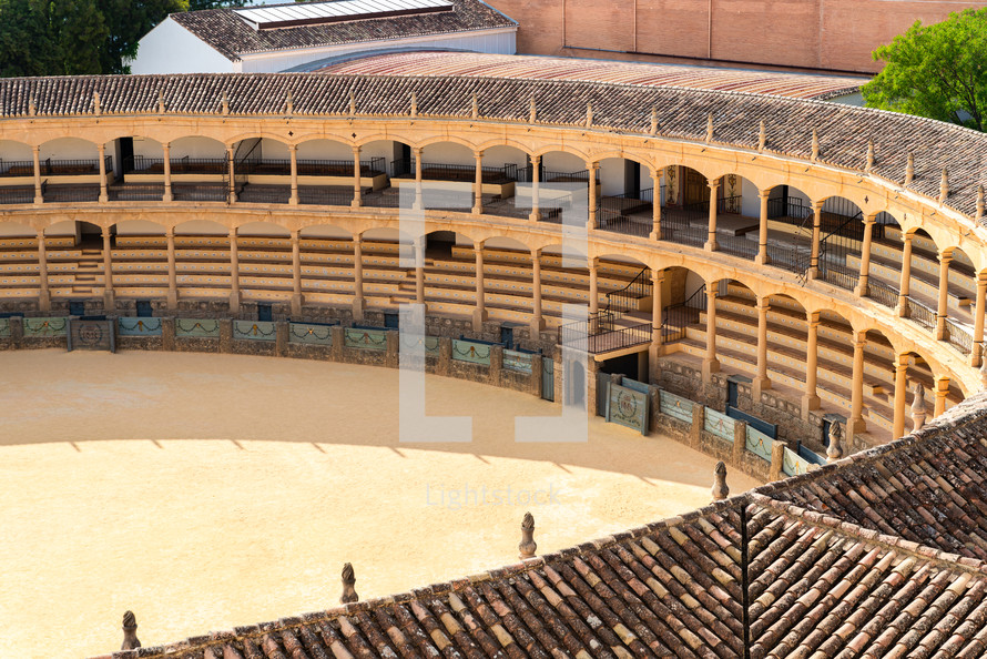 Ronda, Spain, monday. september 2 2024. interior of Bullring arena in Ronda. Malaga province, Andalusia, Spain