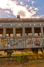 Graffiti spray painted on a train car