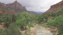 The Watchman as Viewed from the Bridge - Zion National Park in Southwest Utah USA