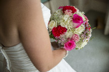 bride holding a bridal bouquet 