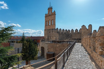 Ancient city walls in the old city of Avila, Spain