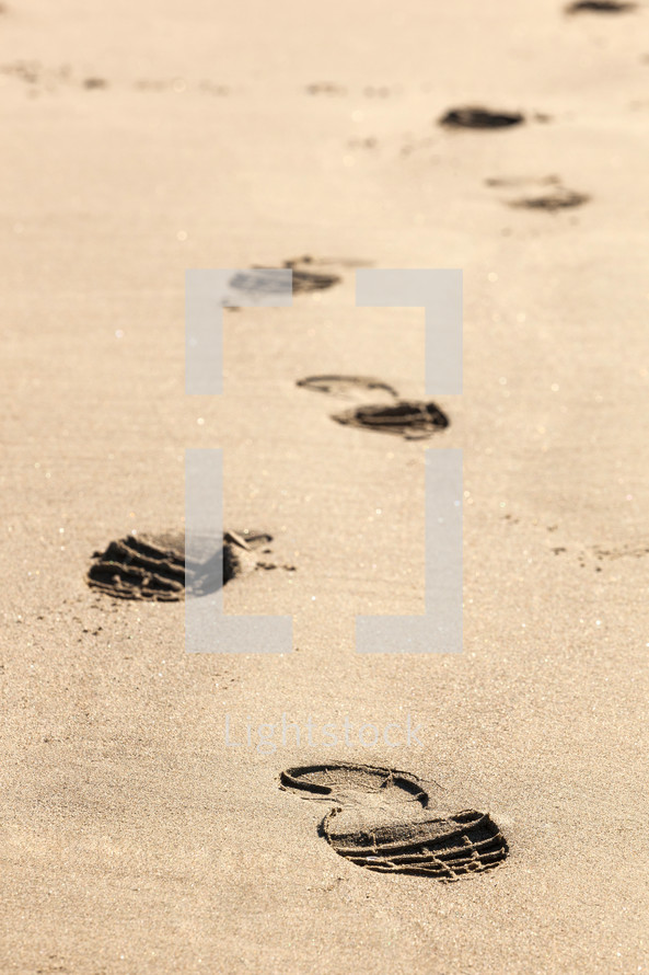 shoe prints, footprints, sand  