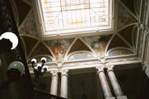 skylight and ornale ceiling with columns