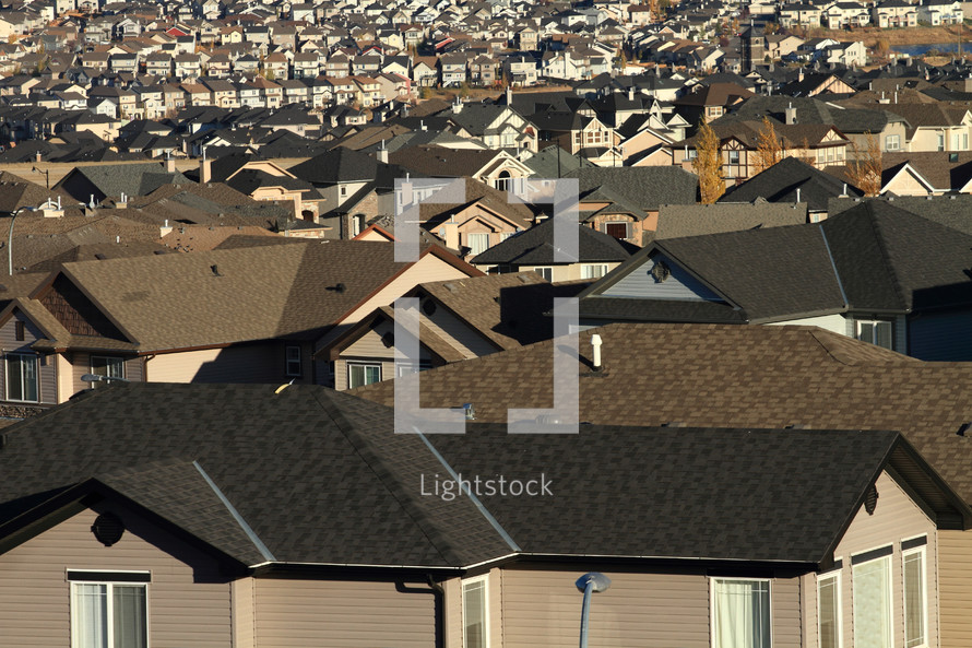 Rooftops in urban housing development