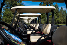row of golf carts 