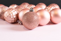 rose gold pink ornaments 