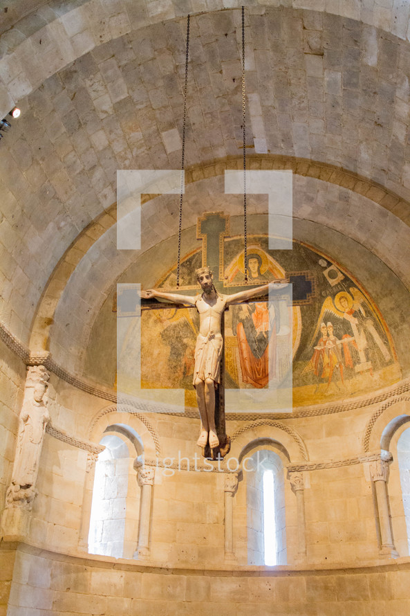 crucifix hanging in the Cloisters 