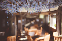 fishing net in a seafood restaurant 