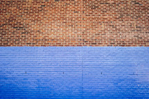 brick wall with blue 