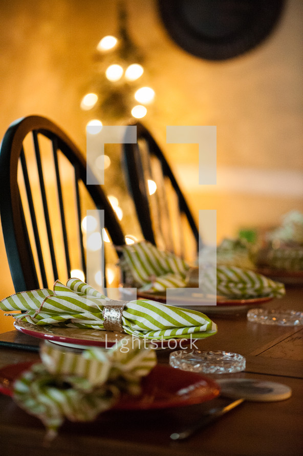 Christmas themed set table