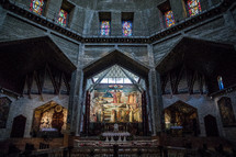 interior of an ancient historic church in the holy land 