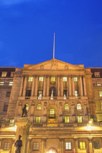 Bank of England at dusk. London, England.- for editorial use only 