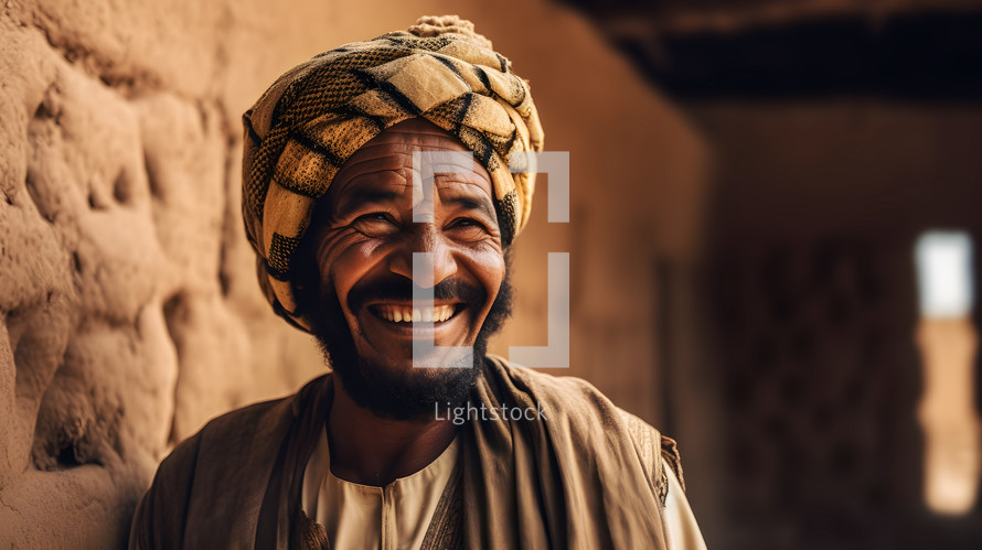 Man from the bible, smiling.
