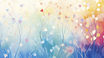 Colorful abstract painting heart shape texture background.
