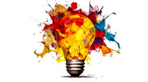 Abstract art. Colorful painting art of an artistic bulb light. Brainstorming or great idea concept.