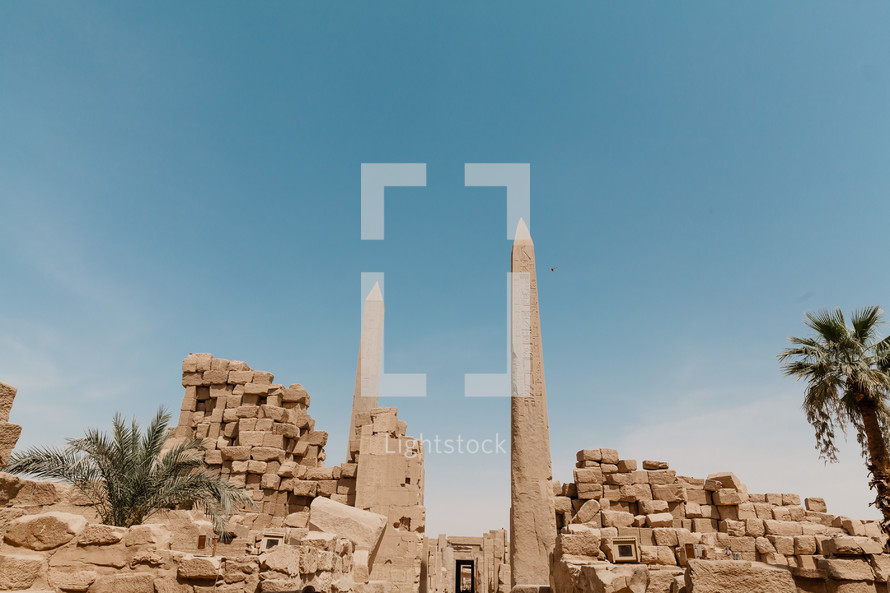 tower and ruins in ancient Egypt 