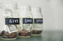 Give, Save, Spend money jars 