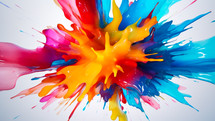 Vibrant multicolor splash or explosion isolated on white background.