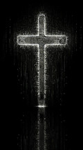 Painting art of an abstract black and white background with cross. Christian illustration.
