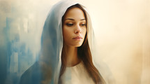 Portrait of young beautiful biblical woman. Christian illustration.