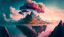 Colorful AI painting of a abstract mountain landscape