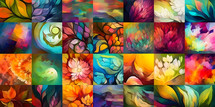 Abstract painting concept. Colorful art style of watercolor leaf and flower painting for backgrounds.