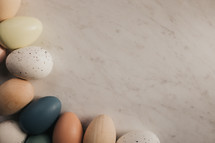 Easter eggs on a marble background 