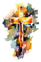 Colorful AI art of the cross. Christian illustration.