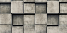 Wide concrete background wall texture with cubes. Empty wall for design.